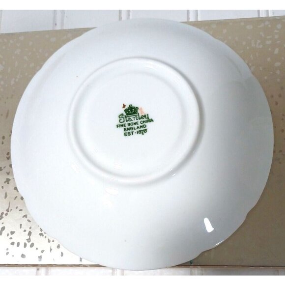 STANLEY ENGLAND QUEEN ANNE TEA CUP TEACUP SAUCER  MINT GREEN ROSE 24K GOLD - Picture 5 of 8